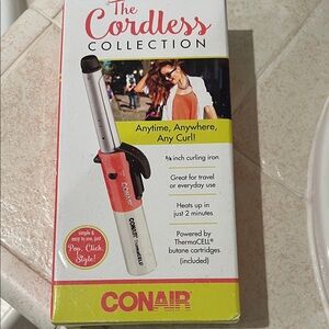 NEW Conair Cordless Curling Iron - Pink and Silver